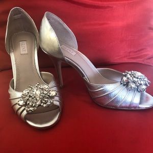 Glint silver with crystals heel shoes